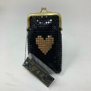 Vintage Style Metal Mesh Gold Heart Cigarette Case Purse, Coin Purse